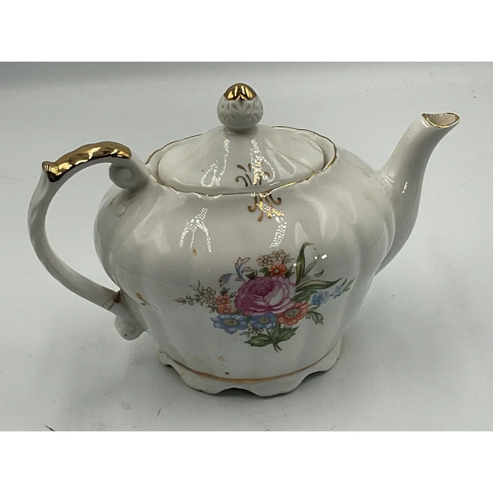 Vintage Porcelain‎ Teapot with Music Box - Floral Design